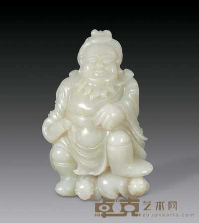 清 青玉天王人物摆件 高8.5cm